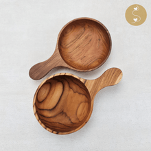 Load image into Gallery viewer, Joyhouseofseratku_Affable Teak Wood dough bowl, hand carved wooden bowls, wooden bowl with lid, handcrafted wooden bowls, teak wood salad bowl set
