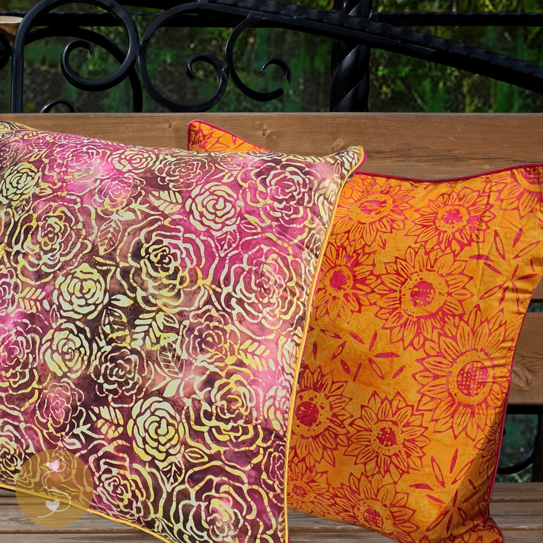 Honeydew Cotton Hand-Stamped Unique Batik Pillow Cover (16