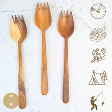 Load image into Gallery viewer, Joyhouseofseratku_Simplify mealtime during your outdoor adventures with the Sporkle, a 2-in-1 camping spoon fork combo. This 5-piece set of reusable travel and camping utensils is designed for outdoor enthusiasts and is perfect for backpacking, hiking, picnics, and camping.
