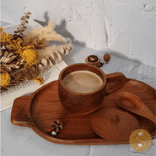 Load image into Gallery viewer, Joyhouseofseratku_Jolly Teak wooden cups glass cups with wood lids the unbreakable dinner set perfect for wood anniversary gifts for wife
