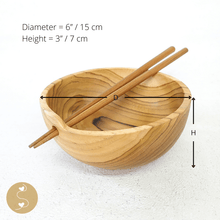 Load image into Gallery viewer, Joyhouseofseratku_Joy Teak Wood ramen bowl with chopsticks, hand carved bowls, teak wood bowls, carved bowls, wooden condiment bowls
