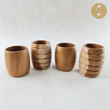 Load image into Gallery viewer, Joyhouseofseratku_Beehive Teak Wood Beer Mugs for wood anniversary gifts for him and as travel utensil set
