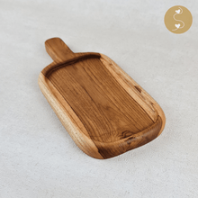 Load image into Gallery viewer, Joyhouseofseratku_Felicity teak wood wall plates, custom charcuterie boards, handmade wood wall art
