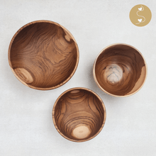 Load image into Gallery viewer, Joyhouseofseratku_Gem Teak Wood carved wooden bowl, carved wood bowl, wood carved bowls, light wood bowls 
