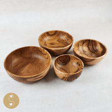 Load image into Gallery viewer, Joyhouseofseratku_Glee Teak Wood (wooden dinnerware, wooden dinnerware set), wooden bowl with lid, handcrafted wooden bowls, teak wood salad bowl set, teak wooden bowls
