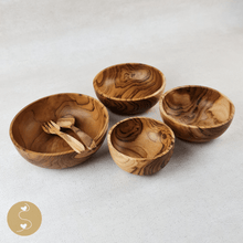 Load image into Gallery viewer, Joyhouseofseratku_Glee Teak Wood (wood dinnerware set, wooden plates and bowls), wooden bowls with lids, teak salad bowl set, teak salad bowls, wooden bowls for eating
