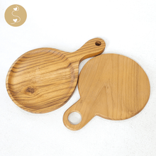 Load image into Gallery viewer, Joyhouseofseratku_Bliss Felicity Teak Wood for wood charger plates, carved wooden platter, steak dinner plate, wooden plate for steak
