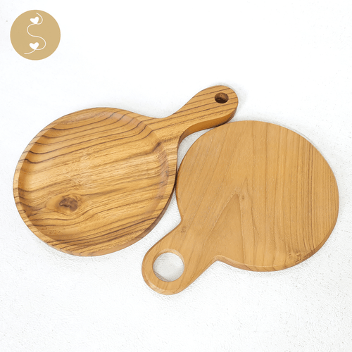 Joyhouseofseratku_Bliss Felicity Teak Wood for wood charger plates, carved wooden platter, steak dinner plate, wooden plate for steak