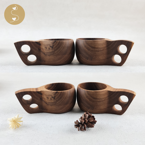 Joyhouseofseratku_4-Piece Mirth Teak wooden coffee mug, wood anniversary gifts for wife, travel utensils