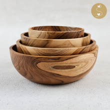 Load image into Gallery viewer, &quot;Joyhouseofseratku_Glee Teak Wood wooden fruit bowl and bowl display stand, hardwood bowls, hand carved bowls, teak wood bowls, carved bowls, wooden condiment bowls &quot;

