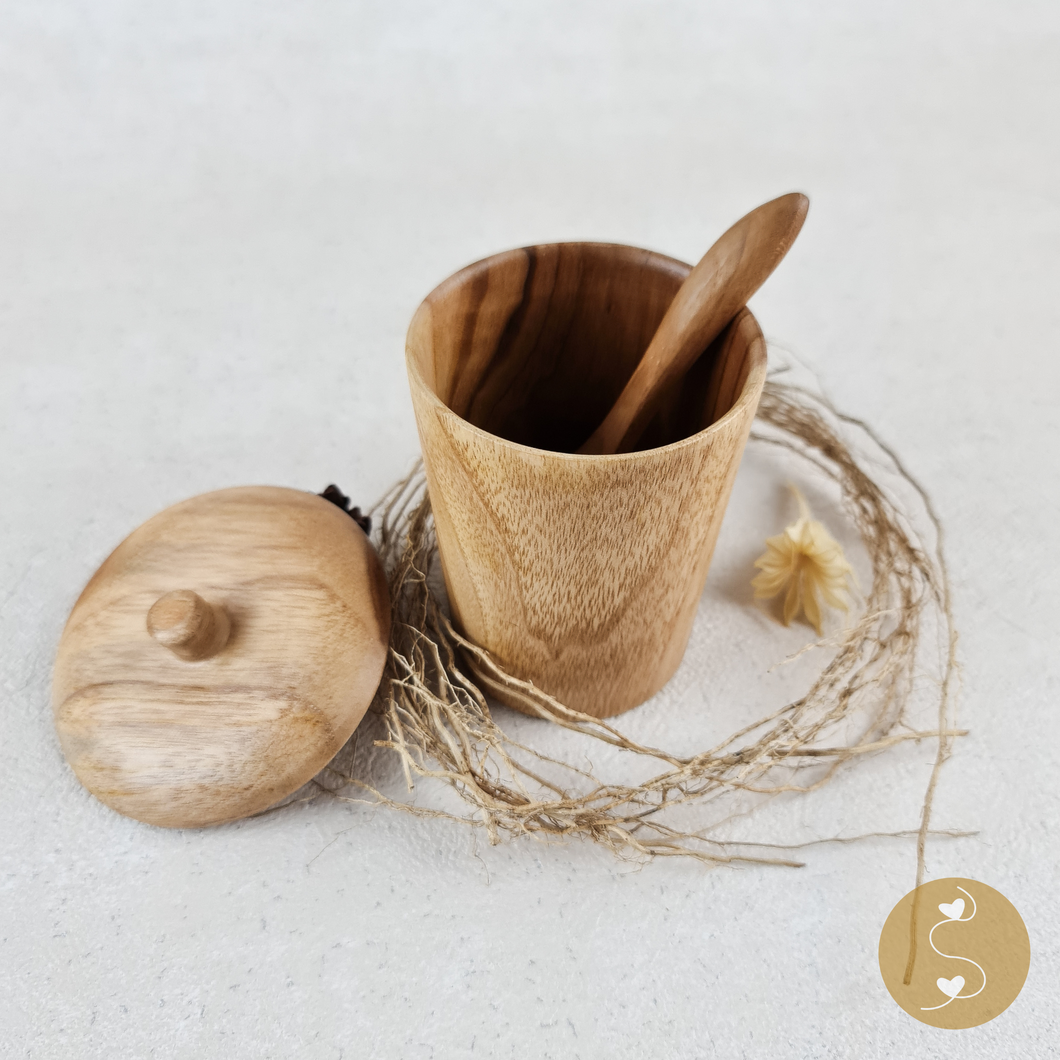 Joyhouseofseratku_Frolic Teak glass cups with wood lids, the unbreakable dinner set as wood anniversary gifts for wife