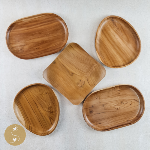 Joyhouseofseratku_Merri Teak wood serving tray, square wooden tray