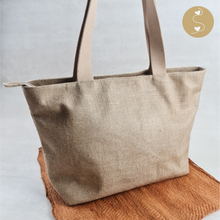 Load image into Gallery viewer, Joyhouseofseratku_Our Daffodil brown tote bag is a handmade tote bags with a look of vintage tote bag or tote bag vintage. It&#39;s a handmade tote bag, as a perfect straw summer bags
