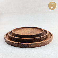 Load image into Gallery viewer, Joyhouseofseratku_Cheerie Teak wood centerpieces, round wooden tray
