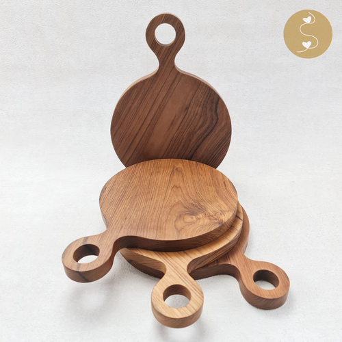 Joyhouseofseratku_Bliss Teak Wood as wood cutting board with handle and wood serving board