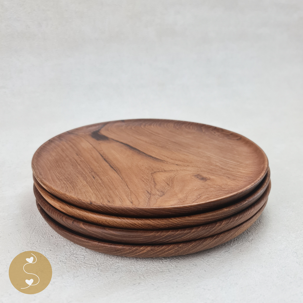 Joyhouseofseratku_Cheer Rustic Teak wooden plate chargers, wooden dinnerware set