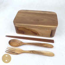 Load image into Gallery viewer, Joyhouseofseratku_Happy wood bento boxes and wood cutlery
