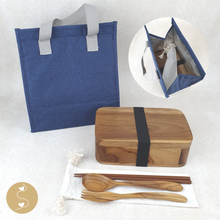 Load image into Gallery viewer, Joyhouseofseratku_Happy bento box wooden and wooden fork and spoon
